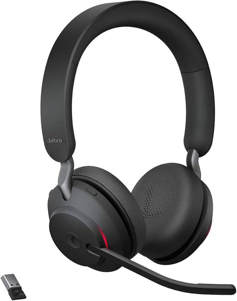 jabra evolve2 65 stereo on ear headset, bluetooth 5.0, usb a+c