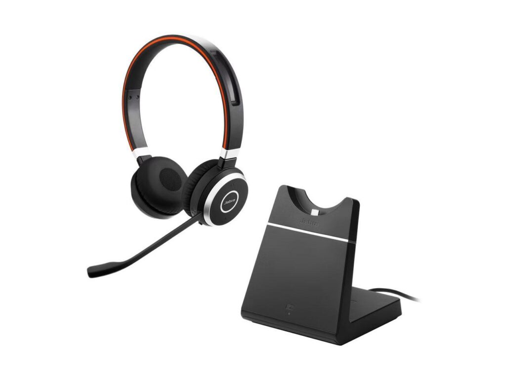 jabra evolve 65 te link 390a ms stereo on ear headphones, bluetooth 5.2, 1.2m cable, professional office & microsoft teams