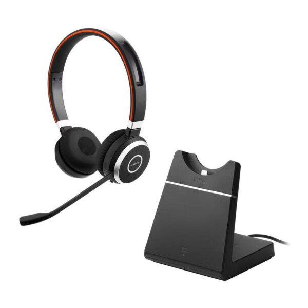 jabra evolve 65 te link 390a ms stereo on ear headphones, bluetooth 5.2, 1.2m cable, professional office & microsoft teams