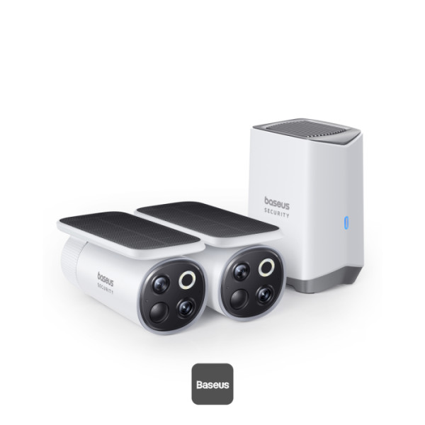 baseus s1 pro solar 2 cam kit, wireless outdoor security camera, hd, motion sensor, night vision, 2 way audio, home & farm surveillance