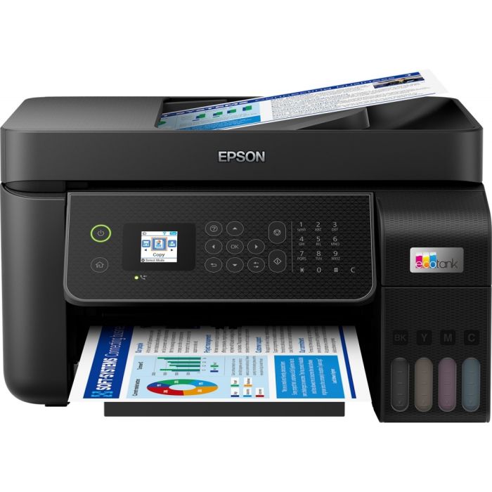 epson ecotank et‑2840 all in one printer, print/copy/scan, 33 ppm mono / 20 ppm color, 100 sheet tray, wi‑fi / usb