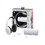 toshiba wireless audio triple pack – headphones, earbuds, speaker, bluetooth, 10m range, 4–10h battery, usb rechargeable