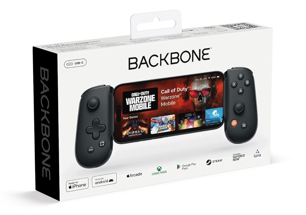 backbone one mobile gaming controller, usb c phone controller for android & iphone 15/16/17 series, 2nd gen, play xbox, playstation, fortnite, call of duty
