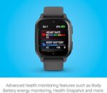 garmin venu sq 2 gps smartwatch, all day health monitoring, long lasting battery life, amoled display, slate and shadow gray