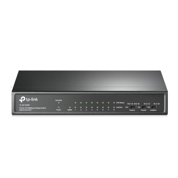 tp‑link tl‑sf1009p 9 port desktop poe+ switch 8 porta poe+ 10/100mbps