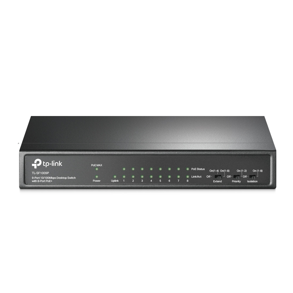 tp‑link tl‑sf1009p 9 port desktop poe+ switch 8 porta poe+ 10/100mbps