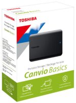 toshiba canvio basics 2tb portable storage, plug and play, drag and drop use, 2 year limited warranty