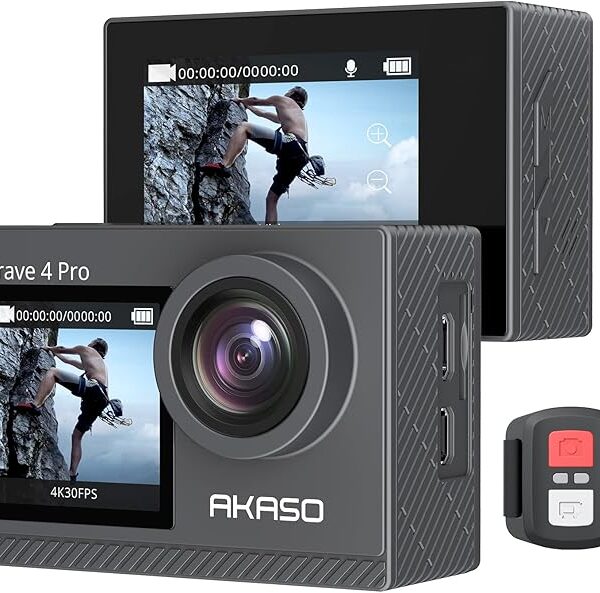 akaso brave 4 – 4k30fps video, 20mp foto, dual color screens, dc 5v
