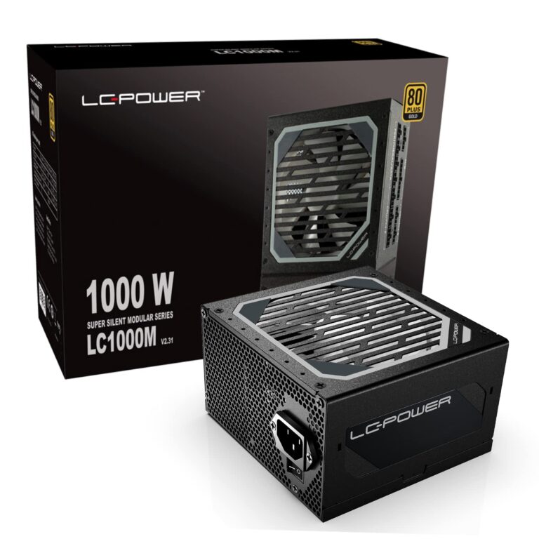lc power lc1000m, 1000w, 80 plus gold, full modular, atx switching power supply, 120mm silent fan