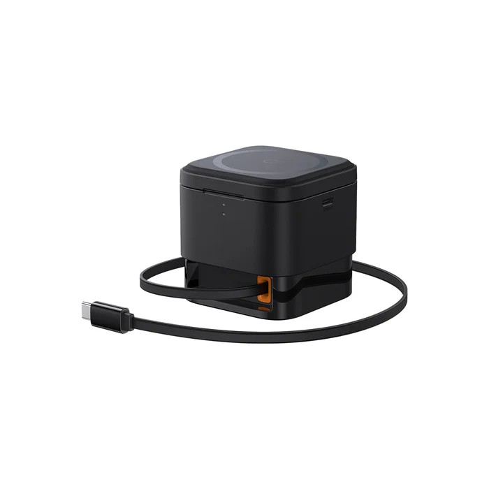 baseus magpro 2 in 1 magnetic wireless charger stand 25w, 15w fast charging, usb c retractable