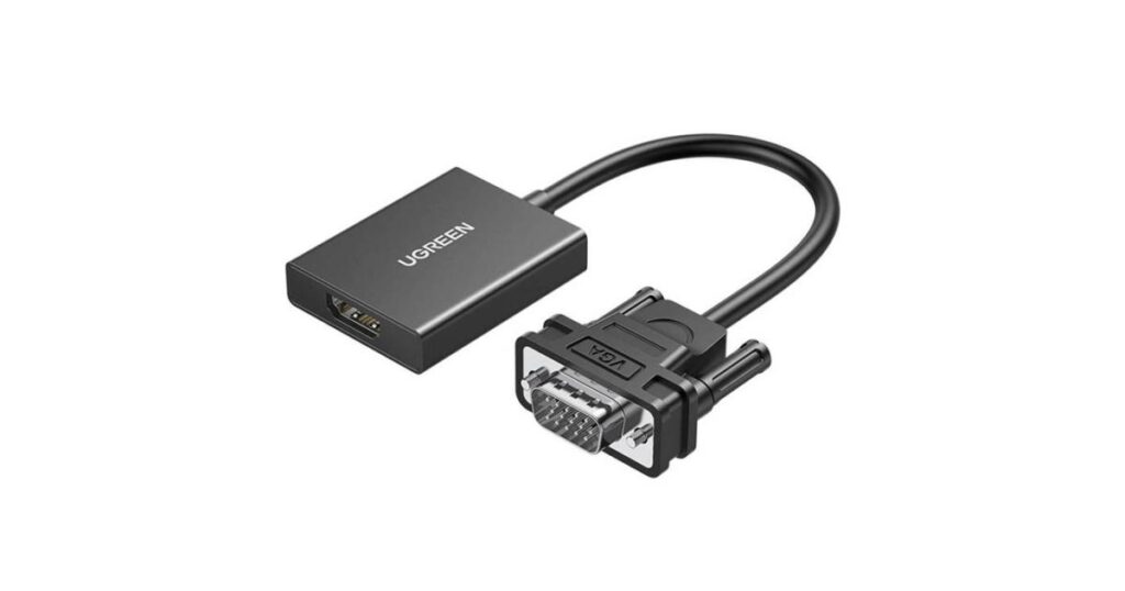 ugreen vga to hdmi adapter with audio, 1080p full hd, 3.5mm audio output, plug & play