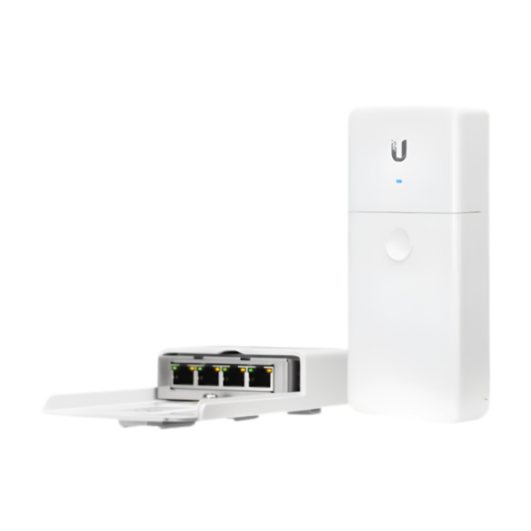 nanoswitch outdoor 4 port poe passthrough switch, ethernet, ip65, 10/100/1000 mbps