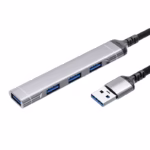 veggieg usb 3.0 4 port hub, 5 gbps transfer speed, metal body, usb 3.0 ports for pc, laptop, and mac