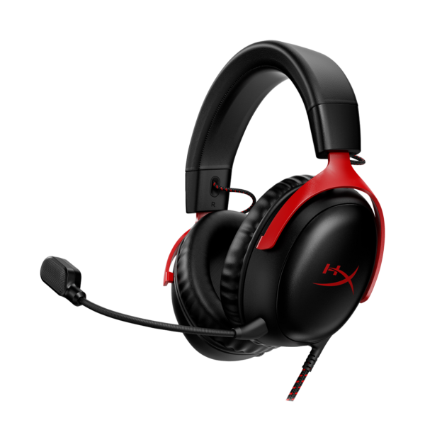 hyperx cloud iii 3.5 mm/usb headset, over‑ear, dts 3d, 53 mm driver, noise‑cancelling mikrofon, pc/ps/xbox/mobile