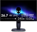 alienware aw2725q 27″ 4k qd oled gaming monitor, 240hz, 0.03ms, g sync compatible, freesync premium pro, hdr true black 400, 99% dci p3, dolby vision