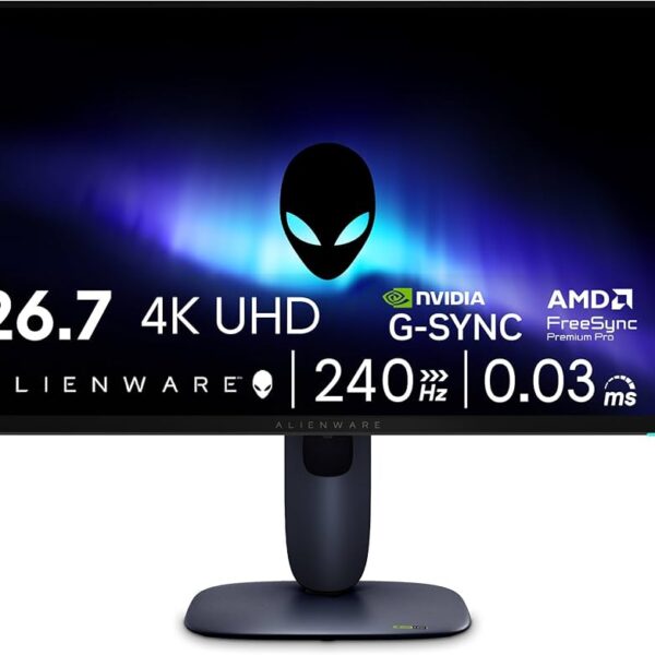 alienware aw2725q 27″ 4k qd oled gaming monitor, 240hz, 0.03ms, g sync compatible, freesync premium pro, hdr true black 400, 99% dci p3, dolby vision