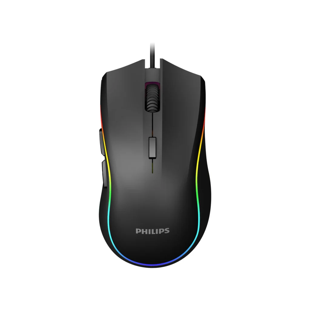 philips momentum gaming mouse, 3600 dpi, 7 programmable buttons, rgb lighting