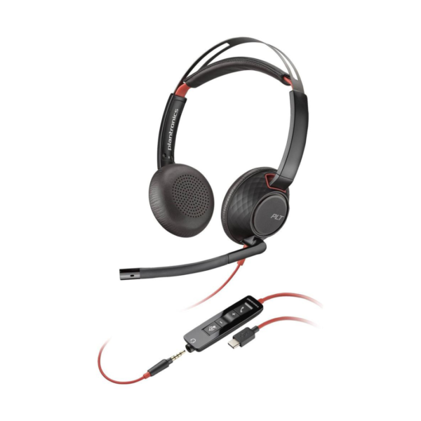 poly blackwire 5220 headset on ear, usb c/a, 20hz 20khz, new