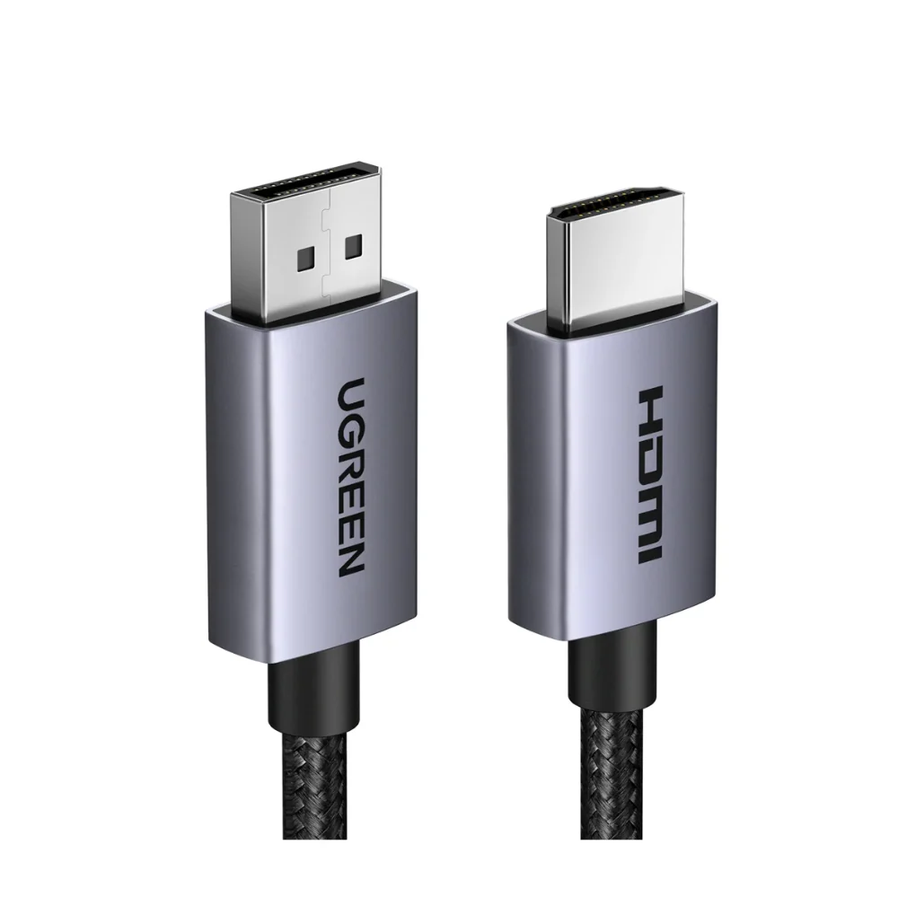 ugreen displayport to hdmi 4k cable, 4k uhd 60hz, dp 1.2 to hdmi 2.0, hdr, audio & video, braided cable