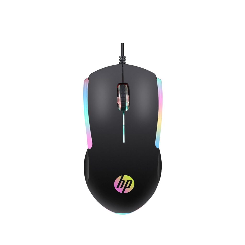hp m160 wired gaming mouse, 1000 dpi, 3 buttons, led rgb lighting, ergonomic design