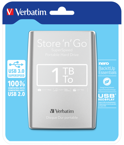 verbatim store ’n’ go 1tb external hard drive, usb 3.0 superspeed, portable hdd