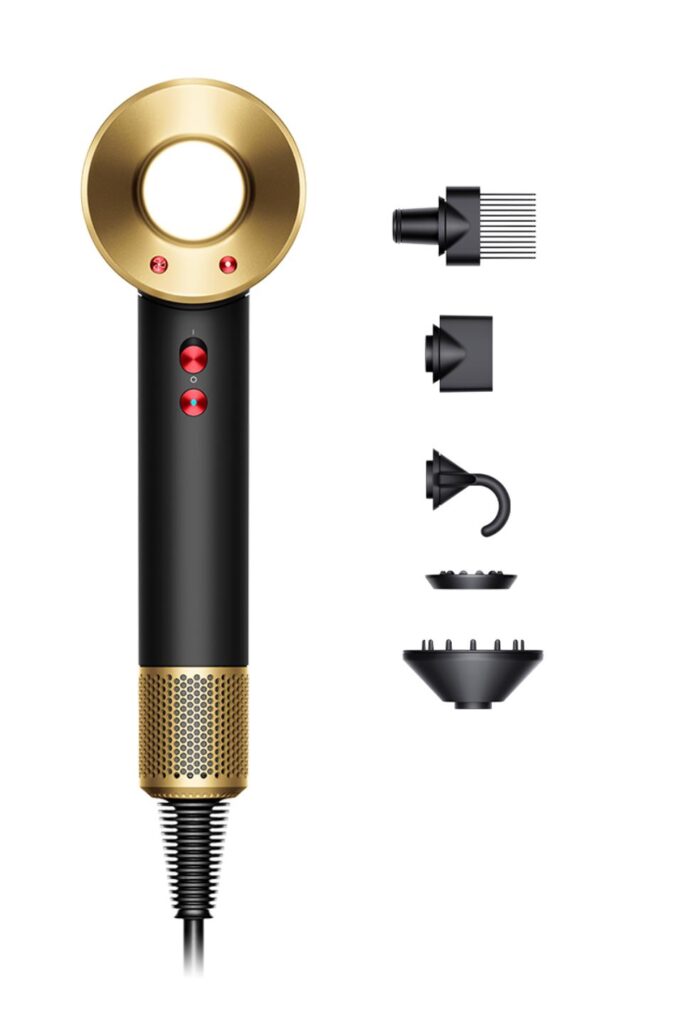 dyson supersonic hd07 hair dryer & styling, onyx black/gold, motor digital v9, intelligent heat control, new