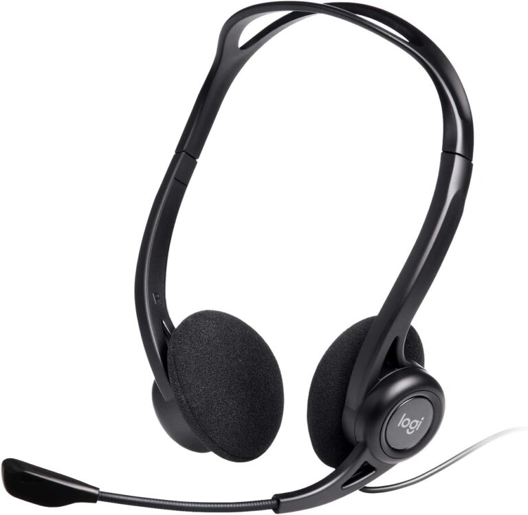 logitech 960 usb computer headset with noise cancelling microphone, stereo audio, pc & laptop, new