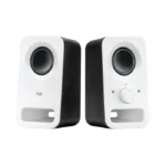 logitech z150 2.0 stereo speakers white, 3w rms, 6w peak, 3.5mm input, headphone jack