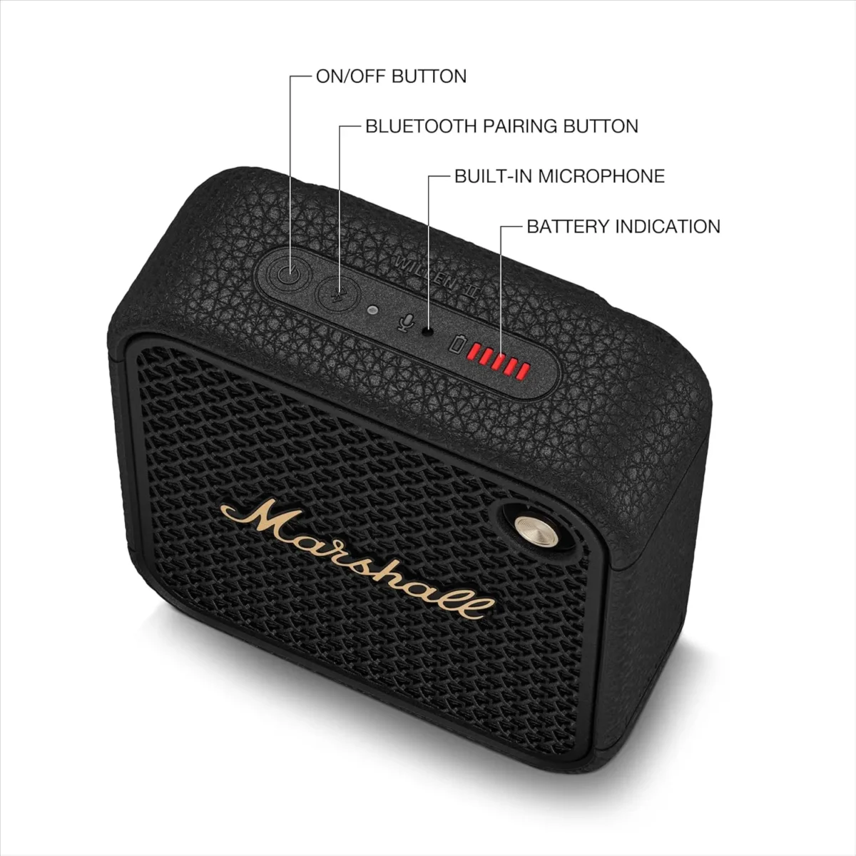 marshall willen ii portable bluetooth speaker, 10w, bluetooth 5.3, ip67, 17+ hours playtime