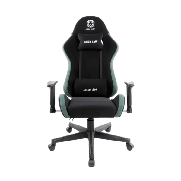 green lion gaming chair, ergonomic design, adjustable height, lumbar support, steel base, new