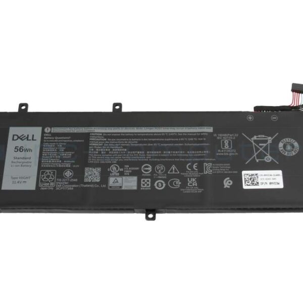 dell h5h20 battery, 56wh, 11.4v, li‑ion 3‑cell, për dell xps 15 9560/9570, xps 15 2017 9560, precision 5520, inspiron 7501/7590 series, origjinal