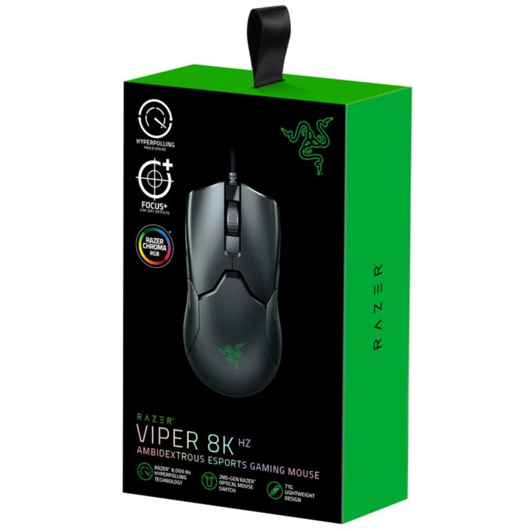 razer viper 8k wired esports gaming mouse, 20k dpi, 69g ultra lightweight, hyperpolling 8000hz