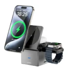 small square 3n1 wireless fast charger, 15w, për telefon/smartwatch/earbuds, new