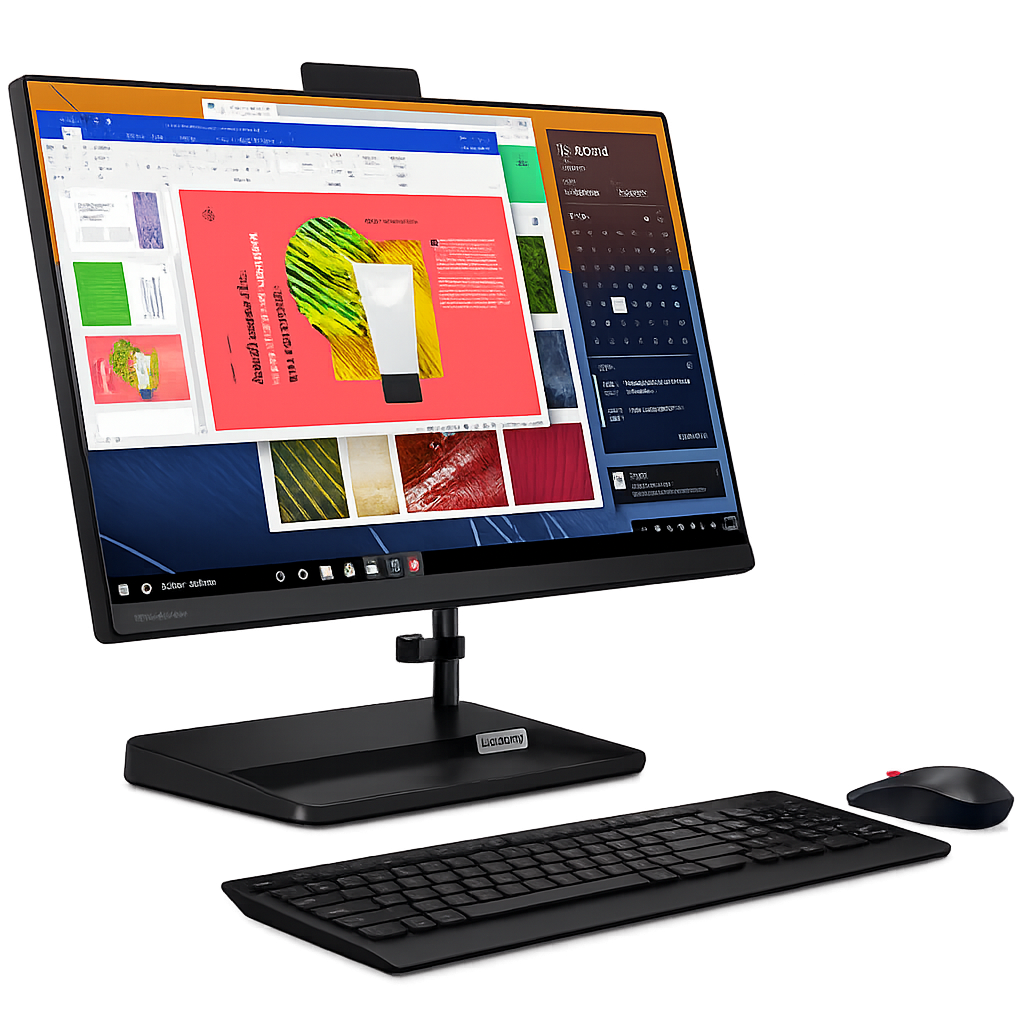 Kompjuter i biznesit me ekran të madh, tastierë dhe maus për punë të përditshme.