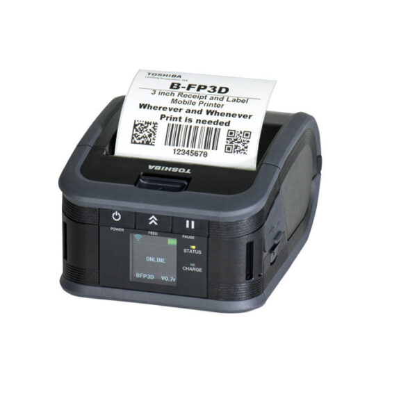 toshiba b fp3d gh30 qm r portable thermal printer, 127mm/s, usb/bluetooth/wi fi, android/ios