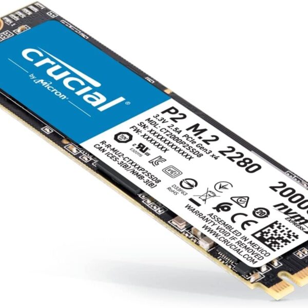 crucial p2 2tb nvme m.2 ssd, pcie gen3 x4, up to 2400mb/s read, 2280 high speed solid state drive, new