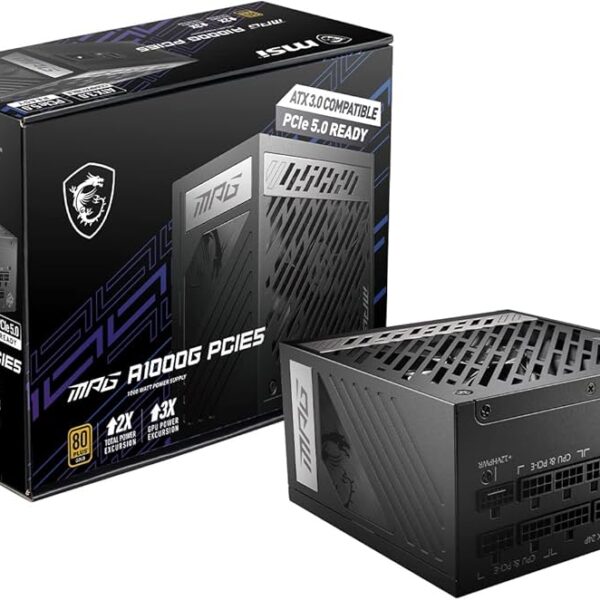 msi mag a1000g pcie5, 1000w power supply, atx 3.0, pcie 5.0 ready, 80 plus gold, full modular psu, new