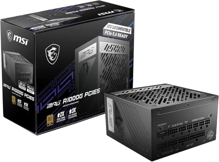 msi mag a1000g pcie5, 1000w power supply, atx 3.0, pcie 5.0 ready, 80 plus gold, full modular psu, new