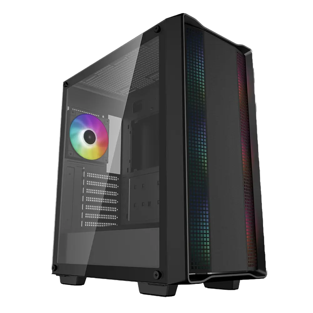 deepcool cc560 argb mid tower gaming case, tempered glass, 4x argb fans, new