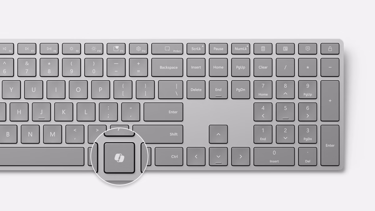 microsoft surface keyboard platinum gray, wireless & bluetooth, new