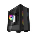 deepcool cc360 argb mid tower gaming case, tempered glass, 3x argb fans, new