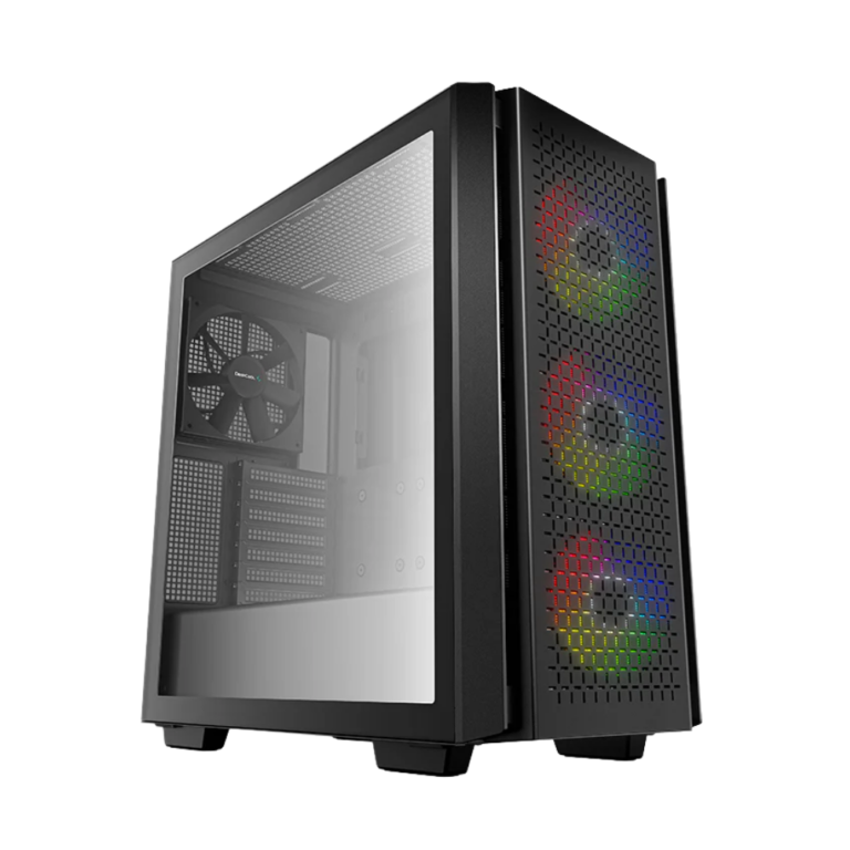 deepcool cc560 argb mid tower gaming case, tempered glass, 4x argb fans, new