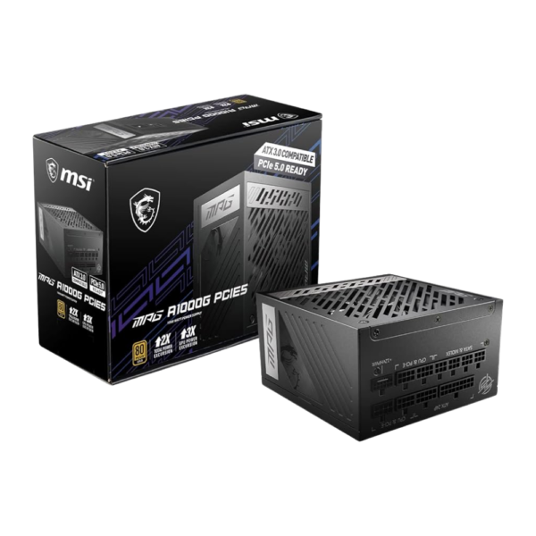 msi mag a1000g pcie5 psu, 1000w, atx 3.1/pcie 5.1, new