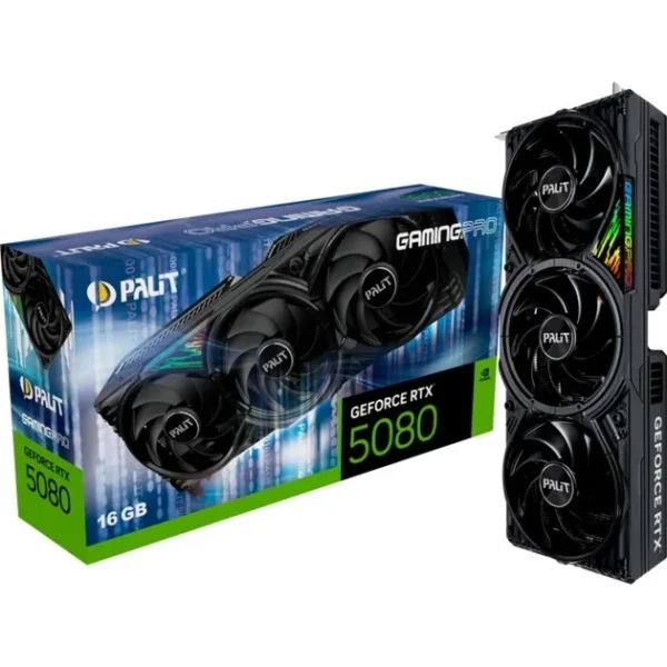 karte grafike palit gamingpro nvidia geforce rtx 5080 gpu, 16gb gddr7, pcie 5.0, triple fan, dlss 4, new
