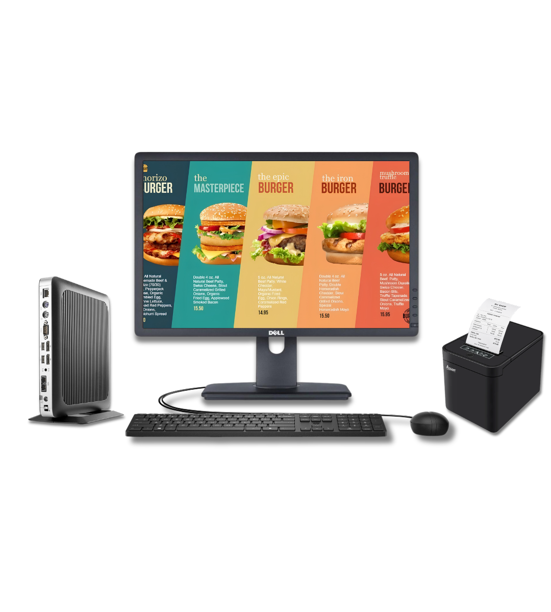 set i kompletuar biznesi, hp thin client t630 + dell 22” fhd monitor + ocom ocpp 812 printer termik