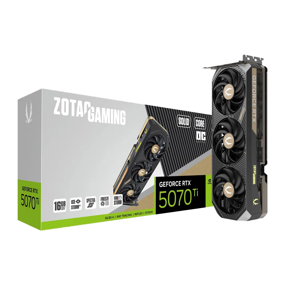 zotac gaming geforce rtx 5070ti/16gb graphics card, icestorm triple fan, new