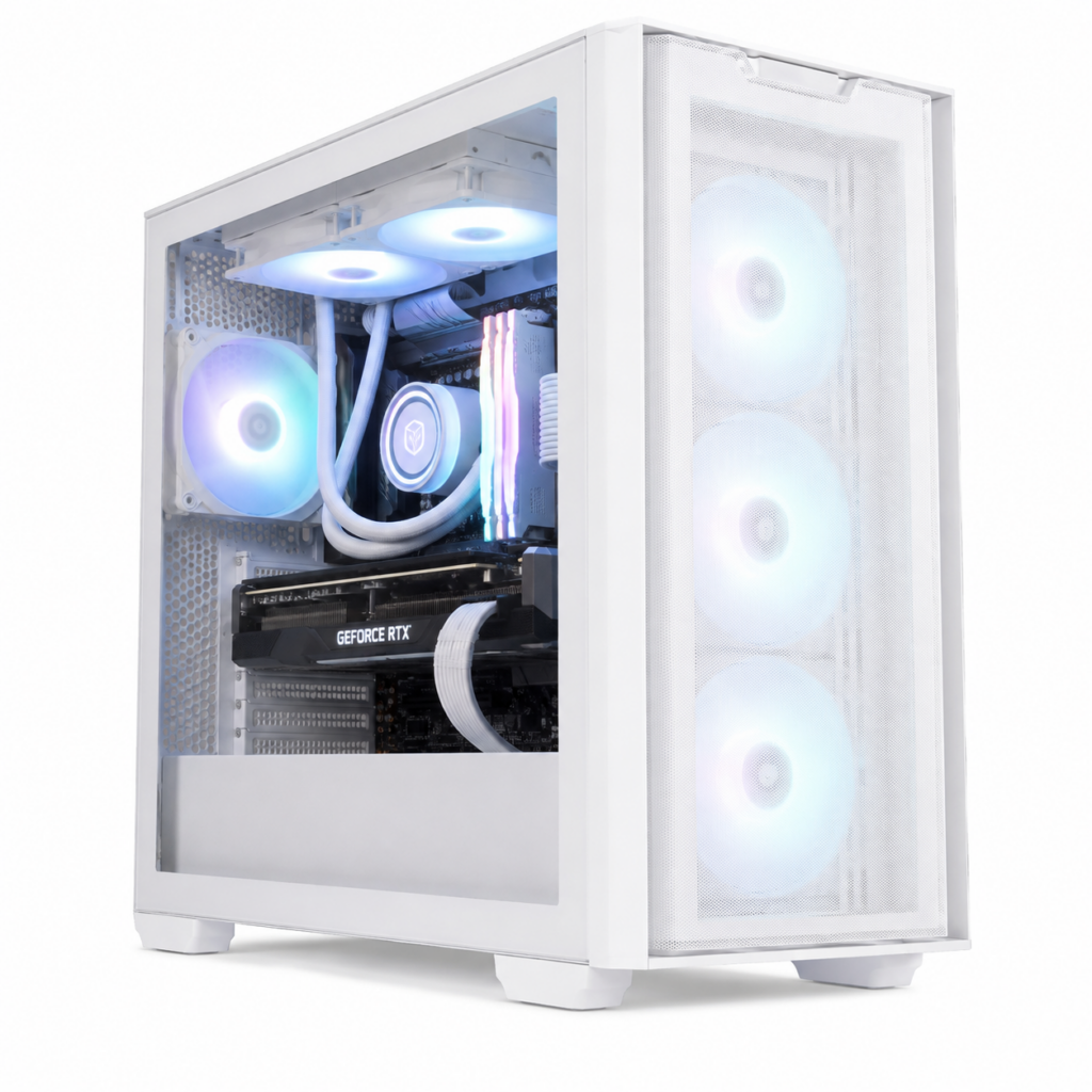 asus a21 plus white gaming pc, ryzen 9 9950x, 32gb ddr5 ram, 2tb nvme ssd, radeon rx 9070 xt 16gb, new
