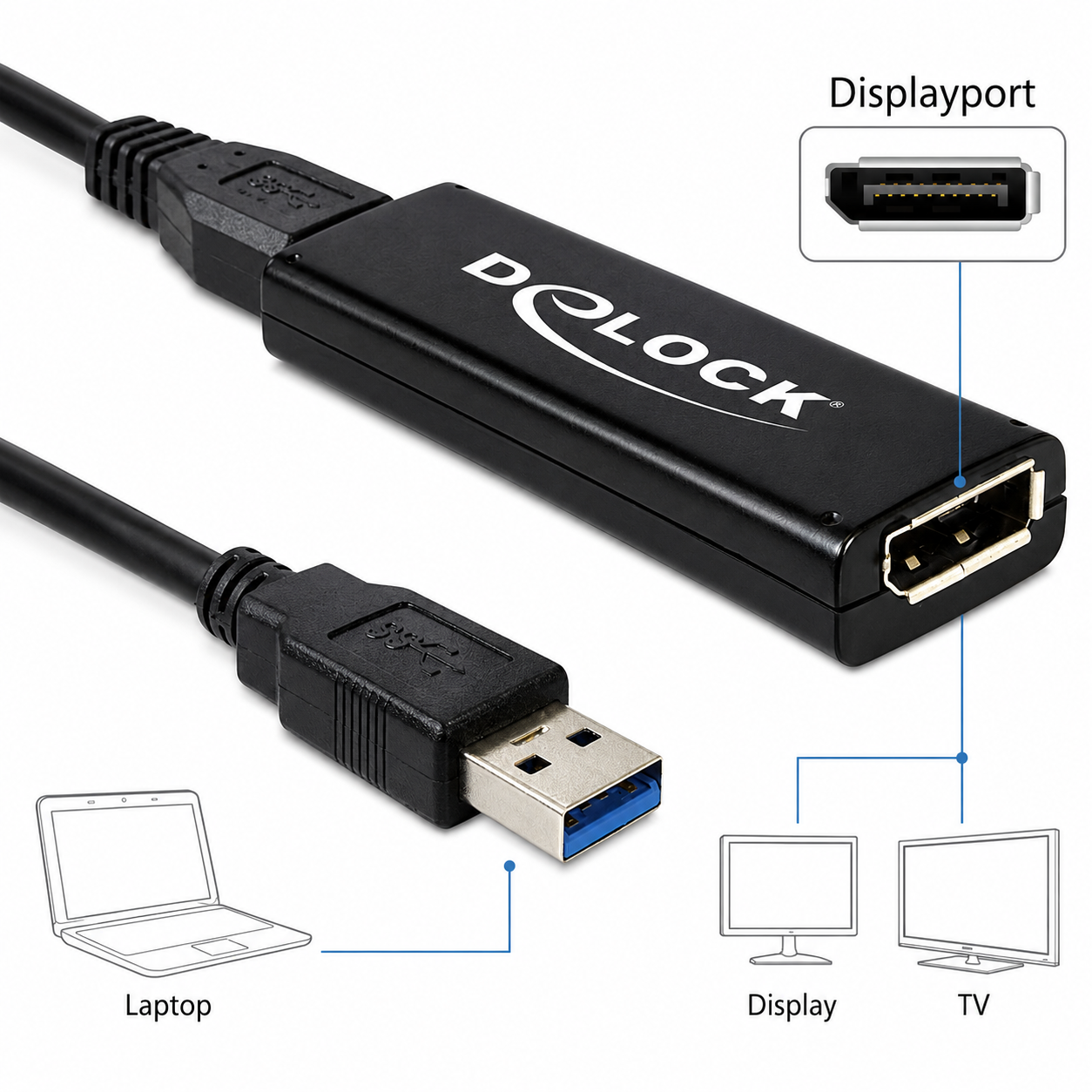 delock usb 3.0 to displayport adapter, up to 2560×1600 delock usb 3.0 to displayport adapter, up to 2560×1600